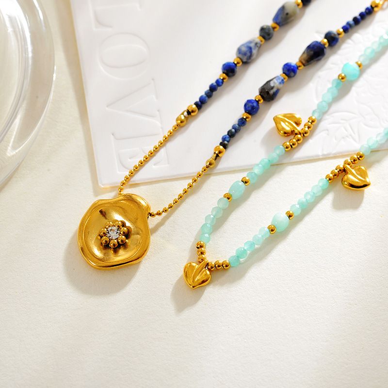 Collana con perline di lapislazzuli naturali, nuova, stile cinese, di alta qualità, con catena per maglioni, stile retrò, tormalina, accessori in pietra naturale per autunno e inverno, per donne._voghion.com