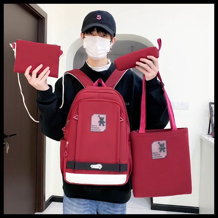 Kinderrucksäcke Moderucksack Neue einfache Junior High School Student Vierteilige Schultasche Große Kapazität Computertasche Nylonrucksack_voghion.com