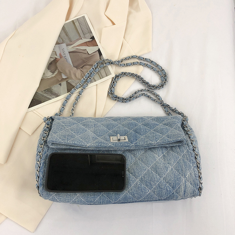 Borsa da donna di fascia alta Borsa da donna 2023 New Fashion Borsa a tracolla a prezzo singolo Denim Borsa tote versione coreana di grande capacità_voghion.com