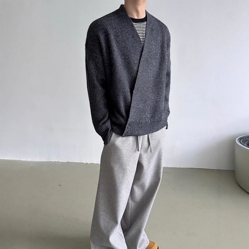 Cleanfit Vielseitiger, lockerer Cardigan-Robe-Pullover für Herbst und Winter, altes Geld, fauler Stil, gestrickte Jacke_voghion.com