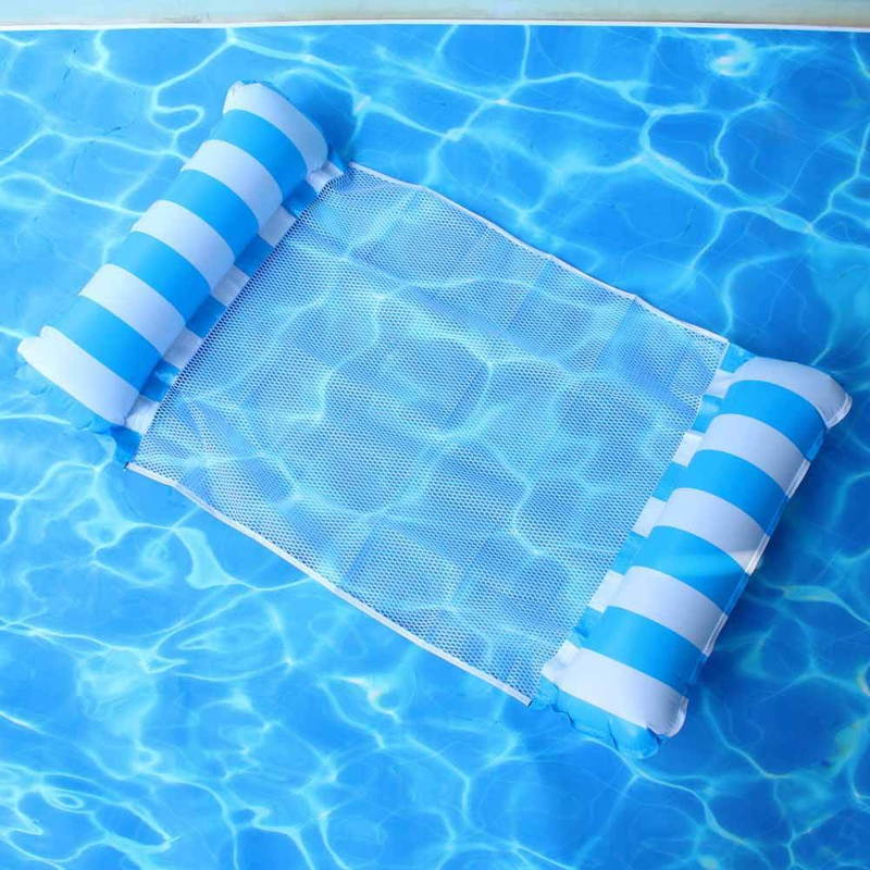 Esteira flutuante inflável de 3 tubos com encosto de malha dobrável, boia de piscina para adultos, jangada resistente para piscina de praia e lago_voghion.com