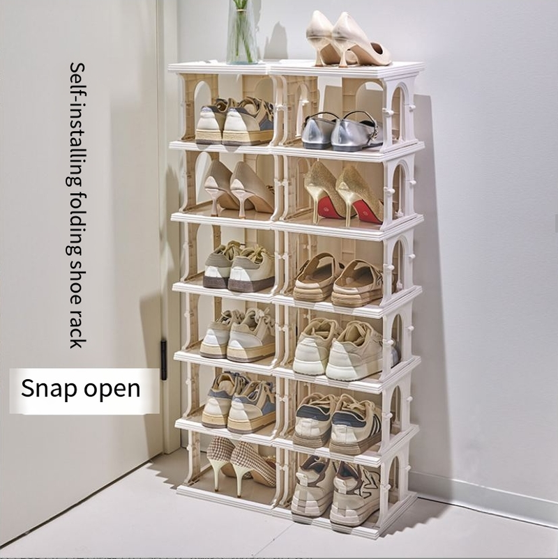 Foldable Shoe Rack For Beginners Shoe Rack For Door One Piece At A Time Household Multi Layer Small And Narrow Rental Room Simple Shoe Cabinet_voghion.com
