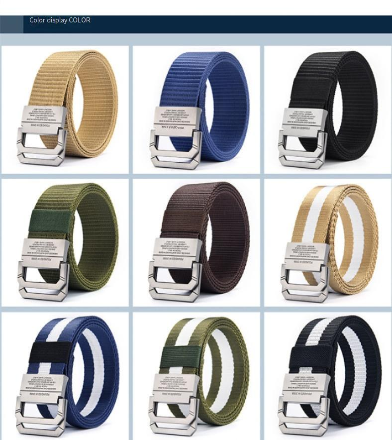 Men's & Women's Canvas Belt - Double Ring Alloy Buckle (Adjustable Unisex Design For Casual Workwear & Outdoor - Trendy & Durable)_voghion.com