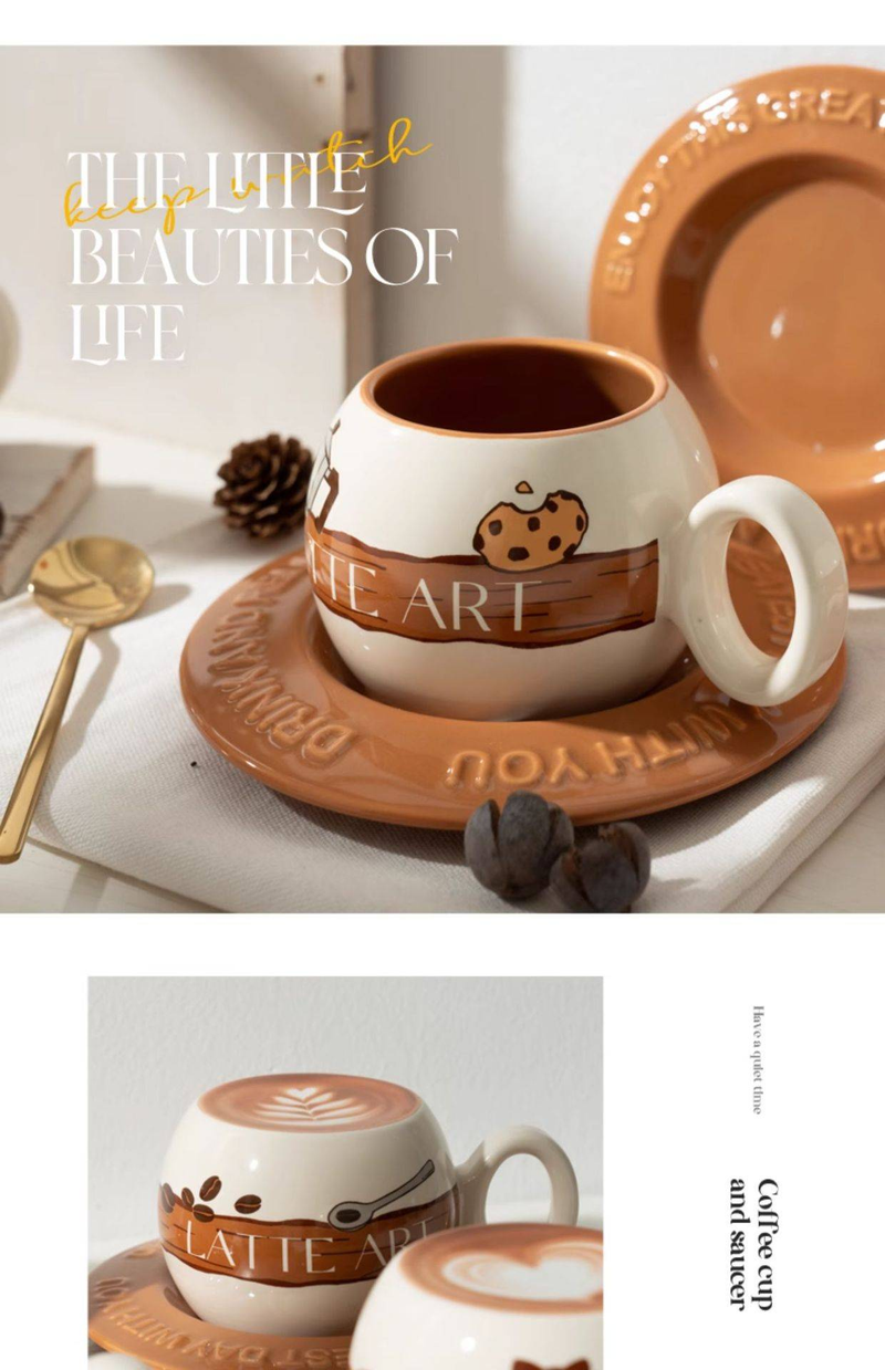 Tazza con fondo estraibile, tazza con fiore, regalo creativo per coppia, casa, con cucchiaio, latte, carino panda in ceramica, set di tazze da caffè e piattino_voghion.com