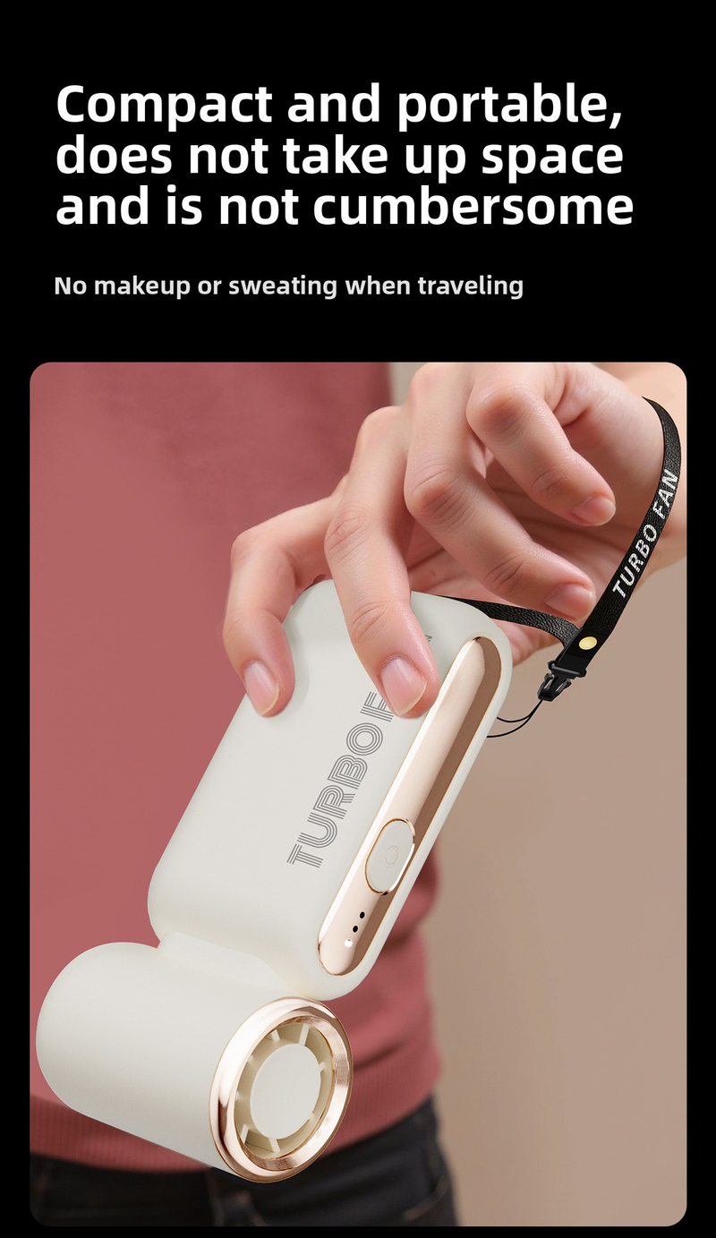 Ultra-High Speed Turbo Handheld Fan - 10,000 RPM Bladeless Design USB Rechargeable 3 Wind Modes Pocket-Size For Travel/Office (Black 4.7-Inch)_voghion.com