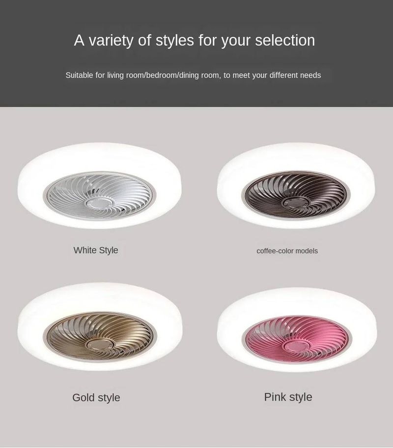 Hot Selling Intelligente Afstandsbediening Kleurrijke Plafondventilatorlamp Onzichtbare Blade Intrekbare Stille_voghion.com