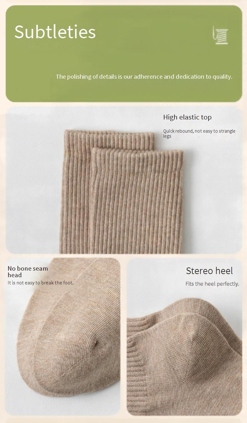 Chaussettes pour femmes en pur coton, chaussettes tube moyennes pour printemps et automne, pur coton antibactérien, déodorant, anti-boulochage, pur coton, couleur unie_voghion.com