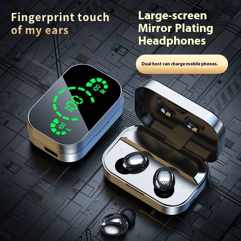 Wireless Bluetooth Earbuds With Mirror Display, 8H Playtime, IPX4 Waterproof, Bluetooth 5.2, Stereo Sound, Lightweight & Comfortable For Workout_voghion.com