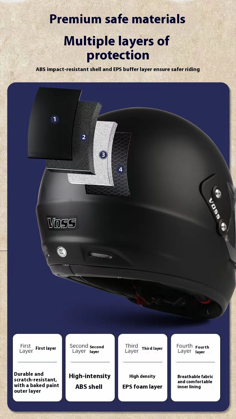 Retro-Integralhelm für Motorradfahrer – DOT- und 3C-zertifizierter Cruiserhelm mit Bluetooth-Kompatibilität, ABS-Schale, verstellbarem Visier_voghion.com