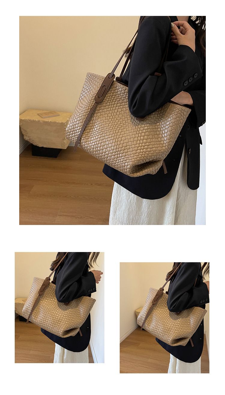 Luxury Brand Designer Bag Large Capacity Woven Bag For Women 2025 New Vintage Versatile Shoulder Underarm Bag Korean Style Handheld Tote Bag_voghion.com