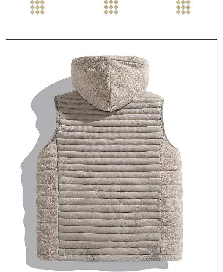 Herren Fleeceweste, leichte ärmellose Winterjacke, atmungsaktive und warme Polyester-Pufferweste für den lässigen Outdoor-Einsatz, lockere Passform mit Seitentaschen_voghion.com