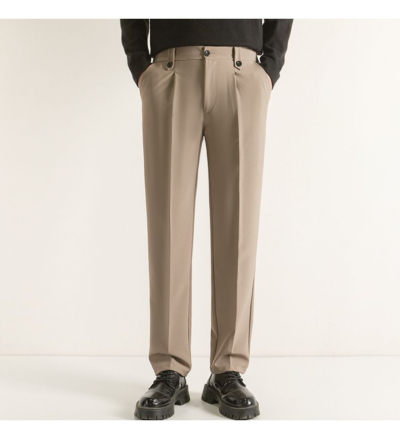 Men's Clothing Black Suit Trousers Men's Business Formal Straight Men's Trousers Drape Free Ironing Casual Suit Trousers Men_voghion.com