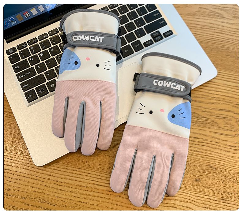 Rüzgar Geçirmez Sürüş Eldivenleri Kadın Sonbahar ve Kış Kadife Kalınlaştırılmış Sıcak Tutan Kaymaz Pamuklu Eldivenler Koşu İçin Dokunmatik Ekranlı_voghion.com