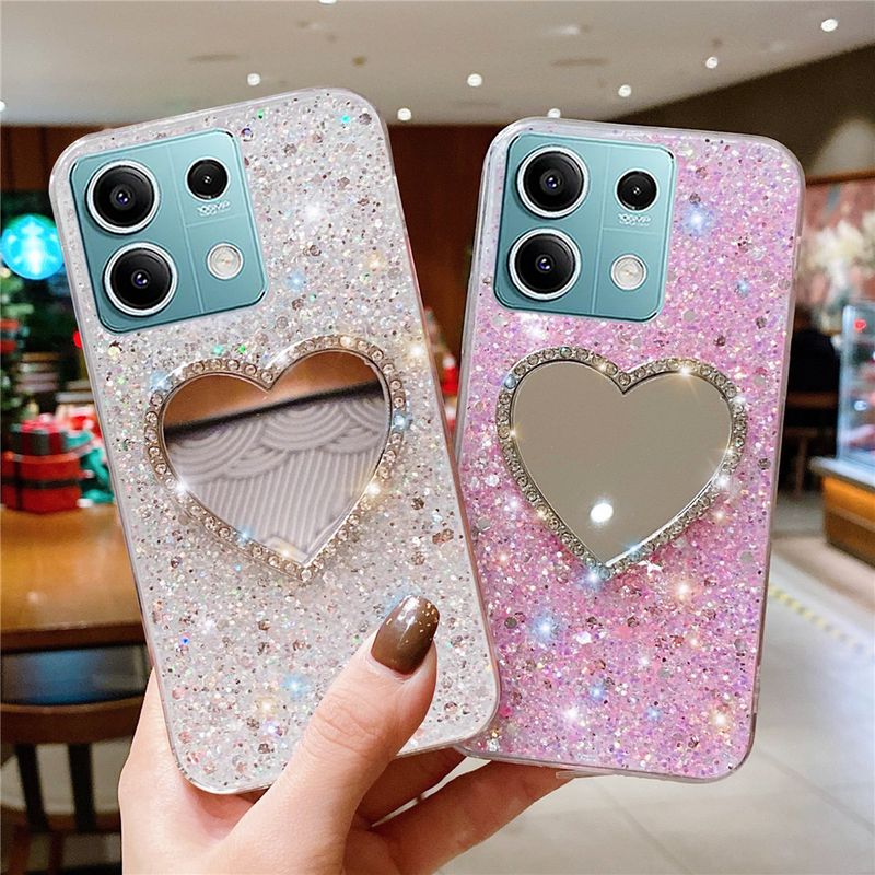 Etui lustrzane Love Heart do Xiaomi POCO X6 X5 M6 Pro C65 4G X3 NFC 11 Lite 5G NE 11T Redmi 13C 12 12C 10 10C 10A 9C_voghion.com