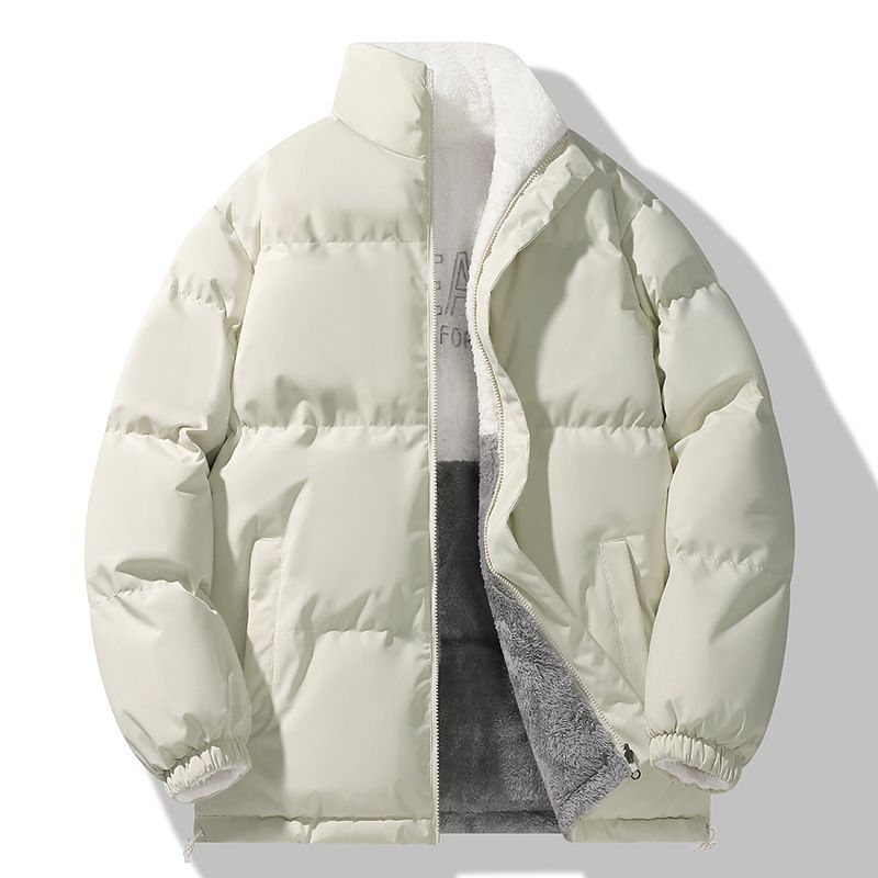 Piumino casual ampio e largo, caldo, in cotone, con fodera in pile, per coppie, da uomo e da donna, da indossare su entrambi i lati._voghion.com