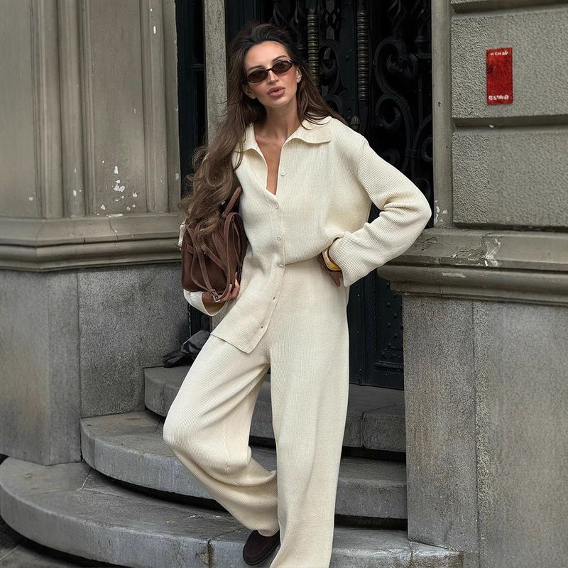 Knitted Cardigan And Long Pants 2025 Autumn Winter New Loose Two-Piece Casual Sweater Set For Women_voghion.com