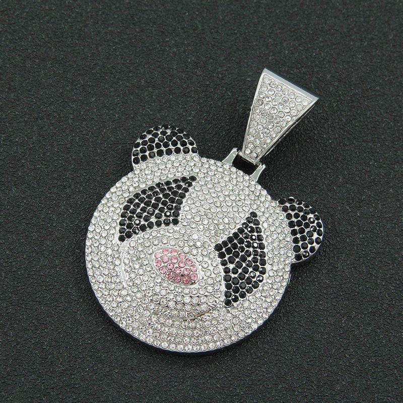 European And American HipHop Exaggerated 3D Panda Pendant Cuban Necklace Personalized Trendy Punk Cool Neck Chain Accessory_voghion.com