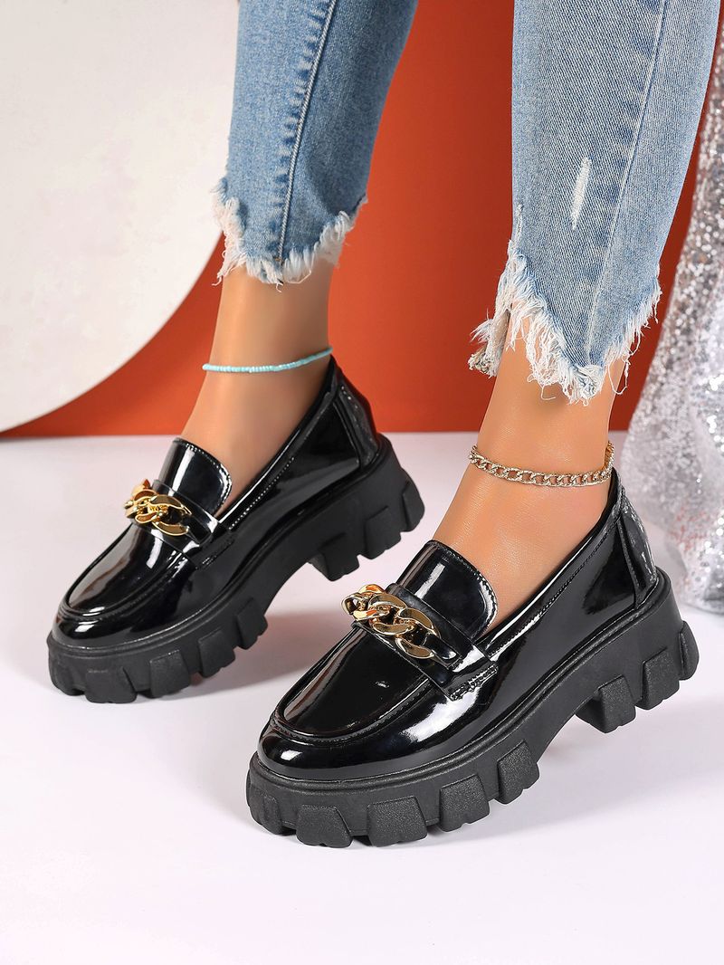 2025 New Winter Metal Spänne One Foot Loafers, sula, tjock klack, brittisk stil mångsidiga små läderskor för kvinnor_voghion.com