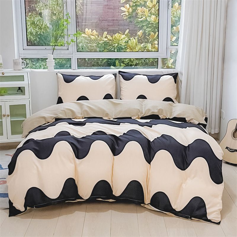 Set di biancheria da letto in tre pezzi in morbida fibra tessile per la casa, set di biancheria da letto stampato, copripiumino e copripiumino._voghion.com