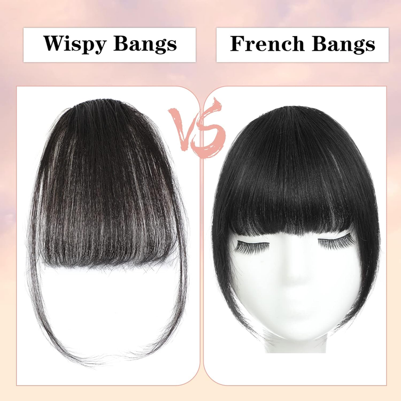 Clip in Bangs 100% Human Hair Extensions Medium Brown on Fringe with nice net Natural Flat neat Temples for_voghion.com