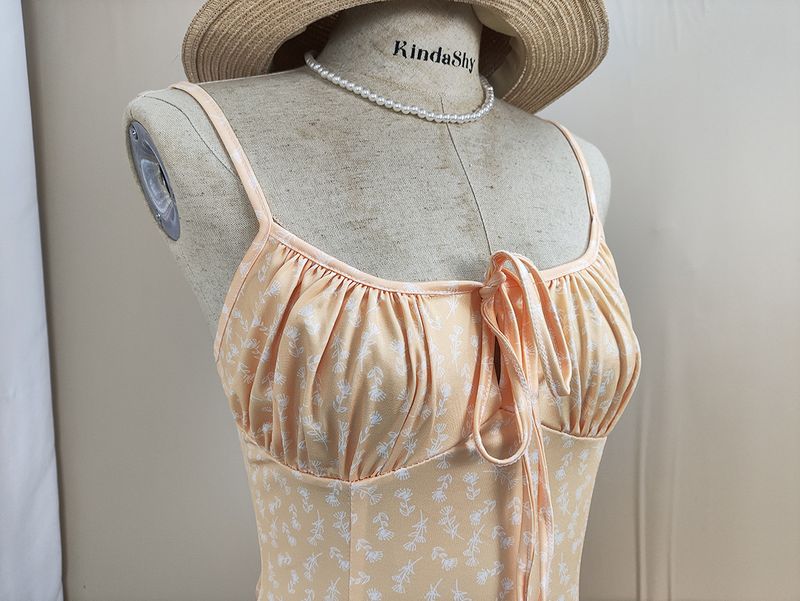 Robe caraco fleurie d'été pour femme, style vacances, avec jupe longue fendue_voghion.com