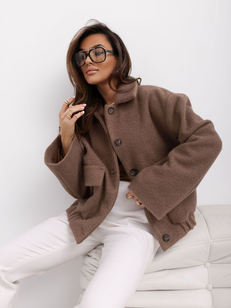 2025 Autumn Winter New Women's Fashion Solid Color Small Blazer Single-Breasted Plaid Woolen Coat_voghion.com