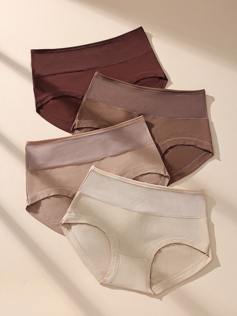 Women's Intimates Color High Waist Large Size Women's Underwear Mesh Waist Triangle Underwear_voghion.com