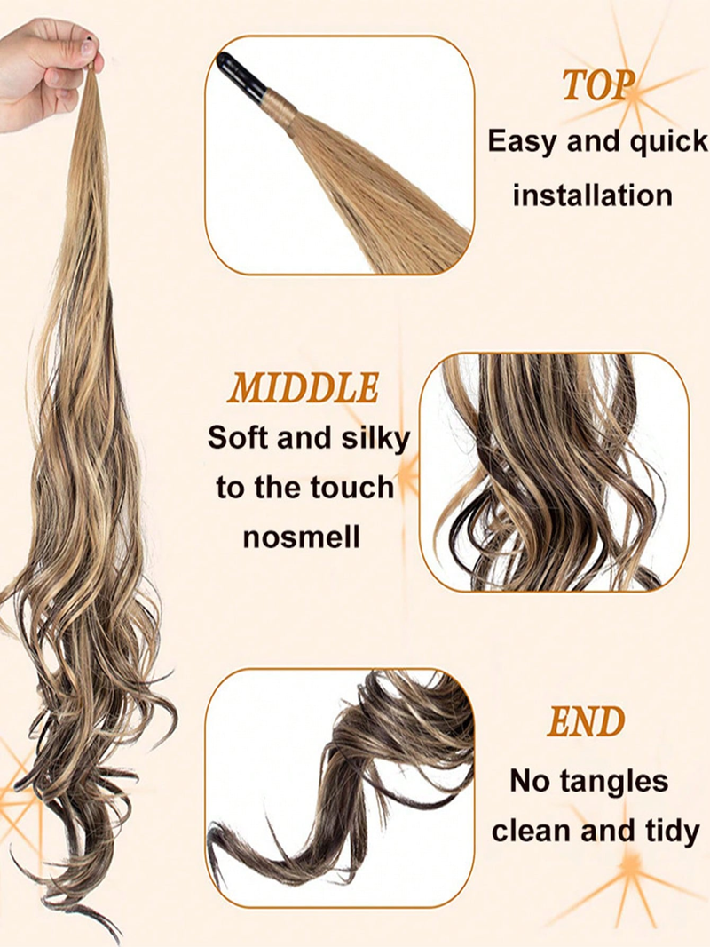Extension de cheveux synthétiques queue de cheval bouclée extra longue_voghion.com