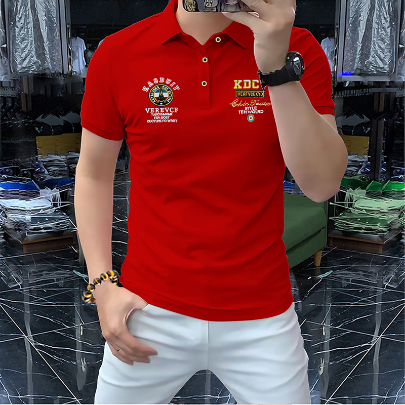 2024Sommer Neues personalisiertes Emblem Herrenkragen Kurzes gehobenes besticktes Poloshirt Halbarm Business Trend_voghion.com