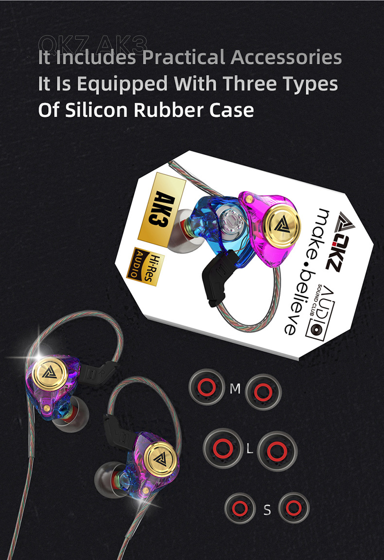 QKZ AK3 FiLe cuffie cablate cuffie stereo in-ear controllate da filo cuffie cuffie cablate per telefono cellulare auricolari_voghion.com