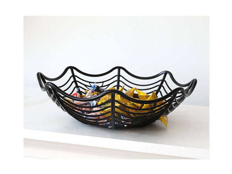 Halloween Web Basket Fruit Skull Spider Candy Plate Holiday Decoration Props_voghion.com