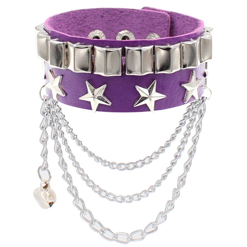 Fashionable Multi-layer Leather Wide Bracelet Personalized And Domineering Skeleton Rivet Punk Street Dance Bracelet Accessory_voghion.com
