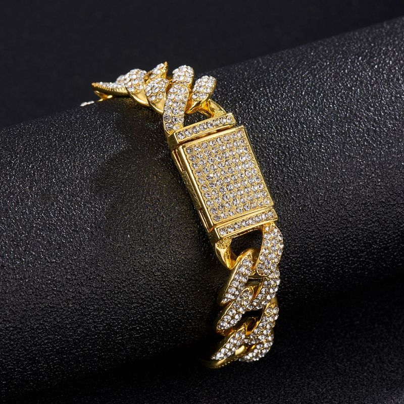 Bahar Küba zincir moda trendi tasarım hip hop kolye 15mm çinko alaşımlı yapay elmas kolye takı_voghion.com