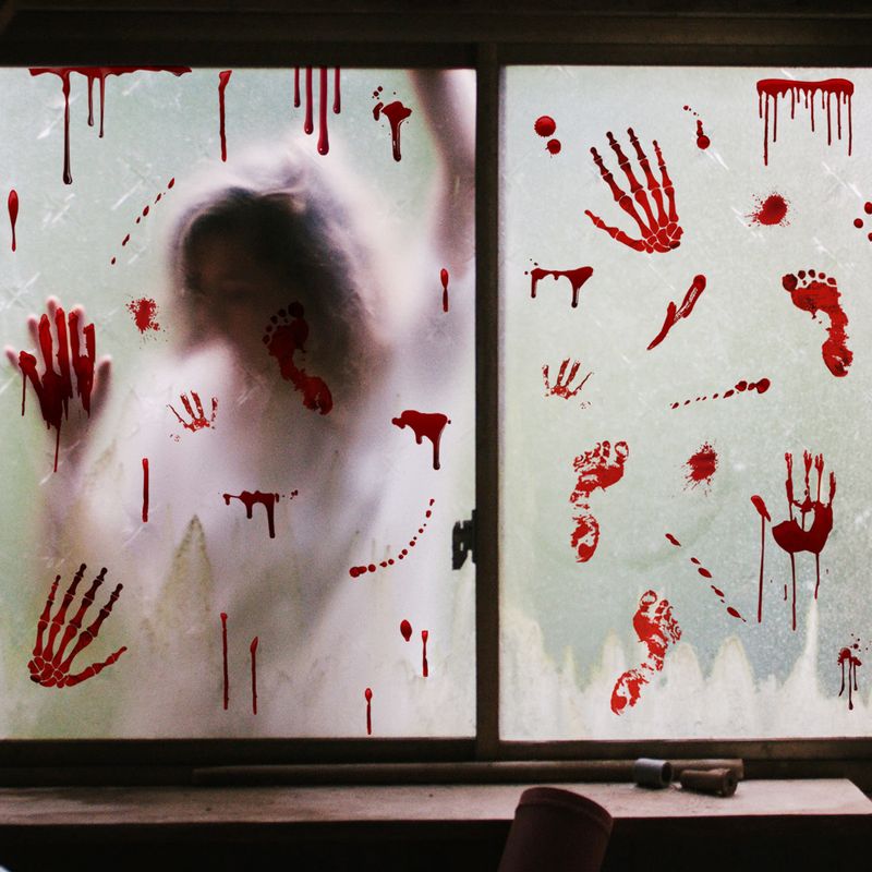 Aufkleber Halloween Blut Handabdruck Fußabdrücke Dekorative Wandaufkleber Fensteraufkleber Wohnzimmer Schlafzimmer Hintergrund Home Dekoration Aufkleber_voghion.com