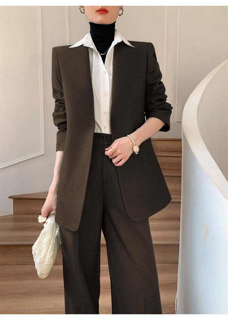 Damenbekleidung Königsblauer Anzug Zweiteiliger Anzug Anzug im neuen Stil im Pendlerdesign für Damen Mehrere Farben optionale Anzugjacke_voghion.com