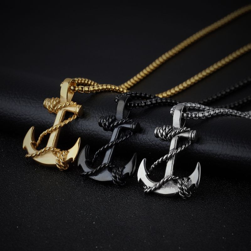 Collana con ciondolo ad ancora in acciaio al titanio Hip Hop, 55 cm, per uomo, collana con ciondolo ad ancora per uomo, gioielli personalizzati da strada, regali per uomo_voghion.com