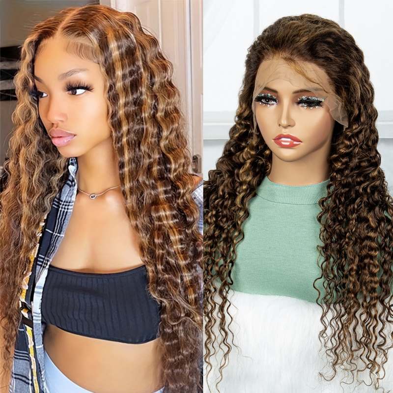 Braziliaans haar 13*4 pre-lace echt haar kleine krullen vlinderhaar pruik 180% dichtheid P4/27 kleurvorm natuurlijk mode geschikt voor dames dagelijks gebruik_voghion.com