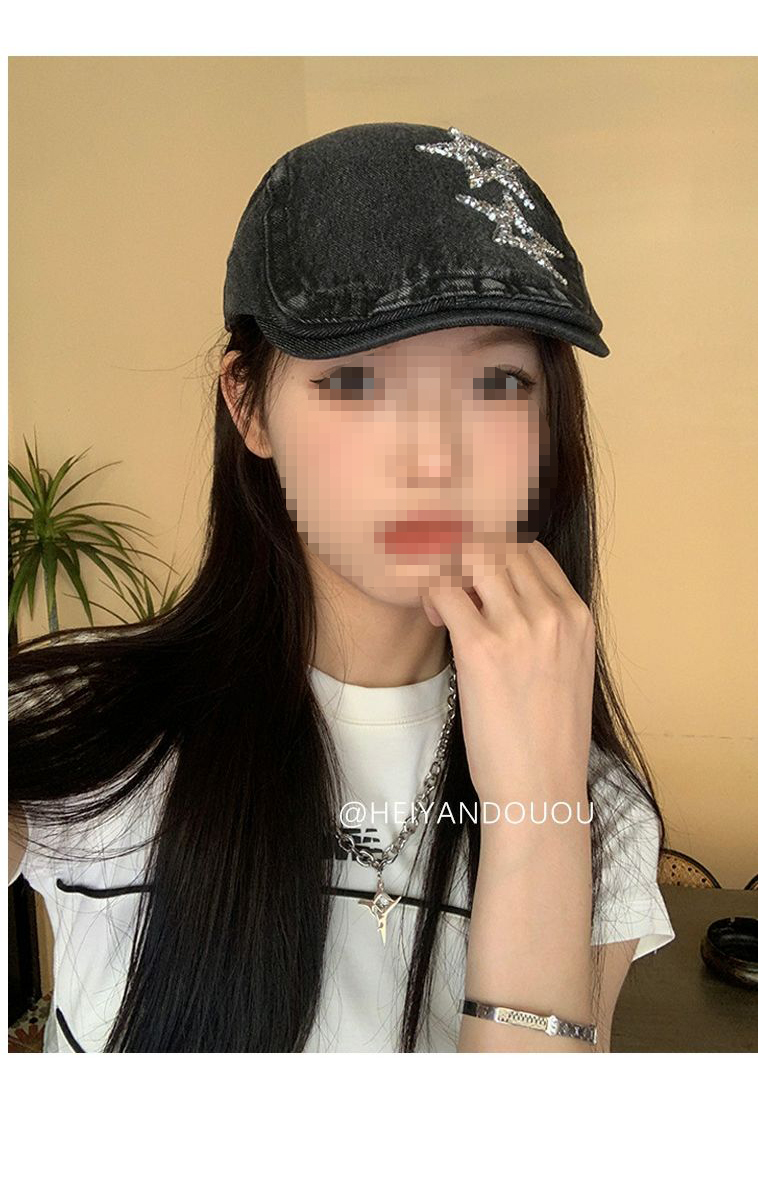 Originale vecchio cappello da cowboy lavato stella in avanti cappello da pittore femminile artista retrò nuovi modelli berretto da strillone in lingua d'anatra_voghion.com