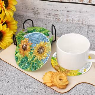 6pc/sets Diamond Painting Coasters with Holder Beautiful Patterns Diamond Art Coasters DIY Crafts for Adults Diamond Diy Gift_voghion.com