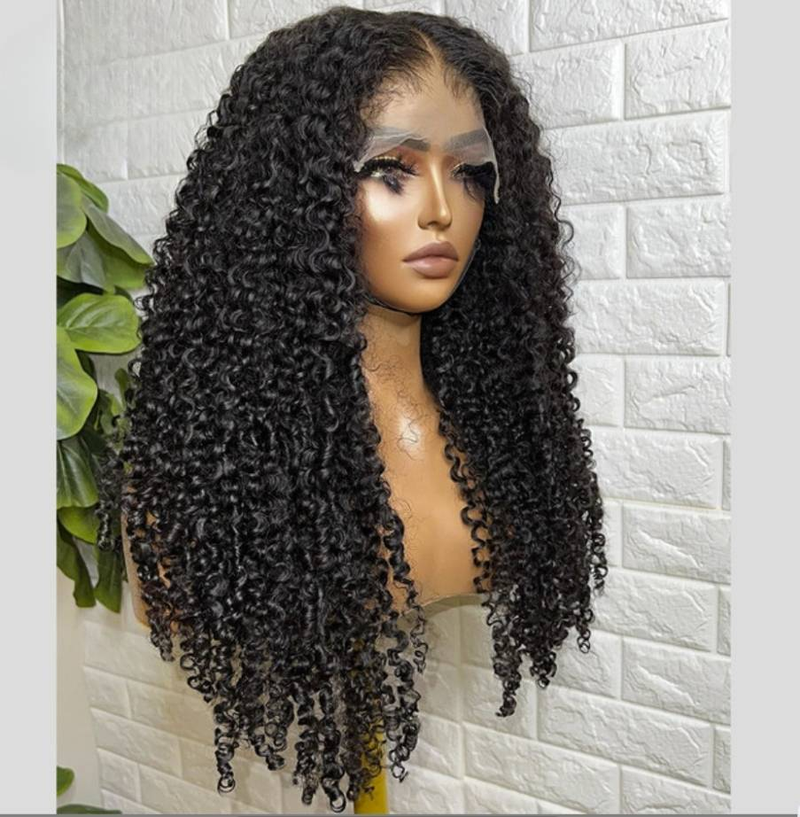 Brasiliansk krøllete 13x4 blonder foran parykk med ekte hår 13x4 blonder foran parykker med ekte hår for kvinner, krøllete babyhårparykk med remy 180%_voghion.com