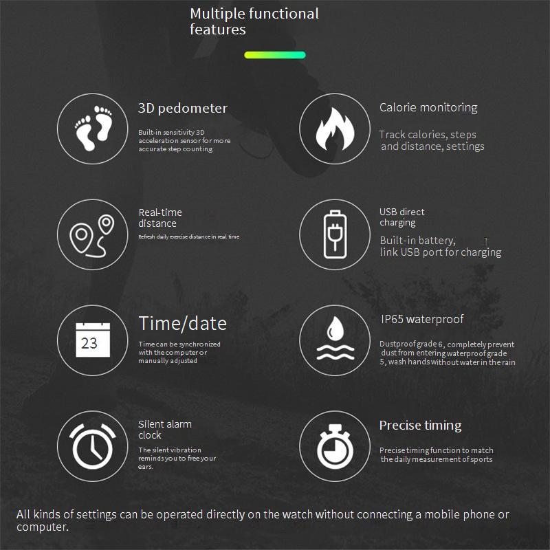 Relógio infantil Pulseira inteligente estudantes crianças medidor de movimento pulseira vibração despertador LED relógio eletrônico_voghion.com