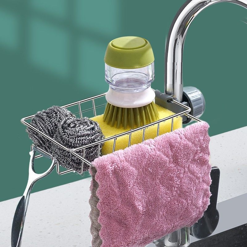 Organisateur familial pour robinet de cuisine, évier, éponge, panier de vidange, fournitures de salle de bain, support de rangement pour toilettes, sans perforation_voghion.com
