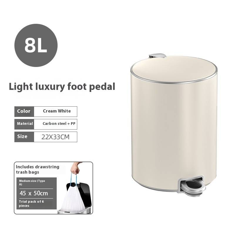 Pattumiera rotonda in acciaio inossidabile con pedale per uso domestico, per cucina, soggiorno, bagno, con coperchio_voghion.com