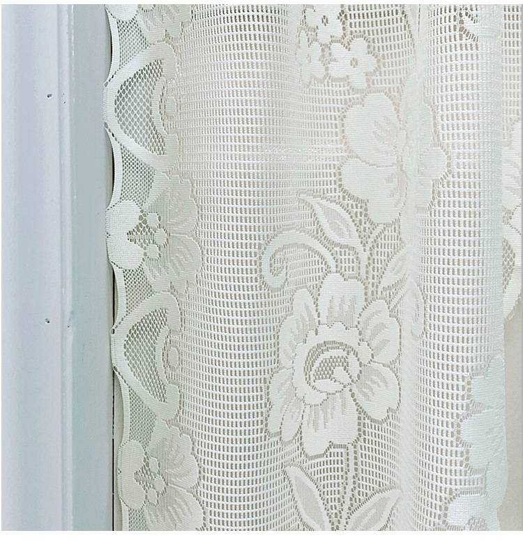 Lace Sheer Curtain For Doors & Windows - 100% Polyester Sun Filtering Drapes For Study Room, Balcony, Porch - White/Beige Boho Cafe Curtains_voghion.com