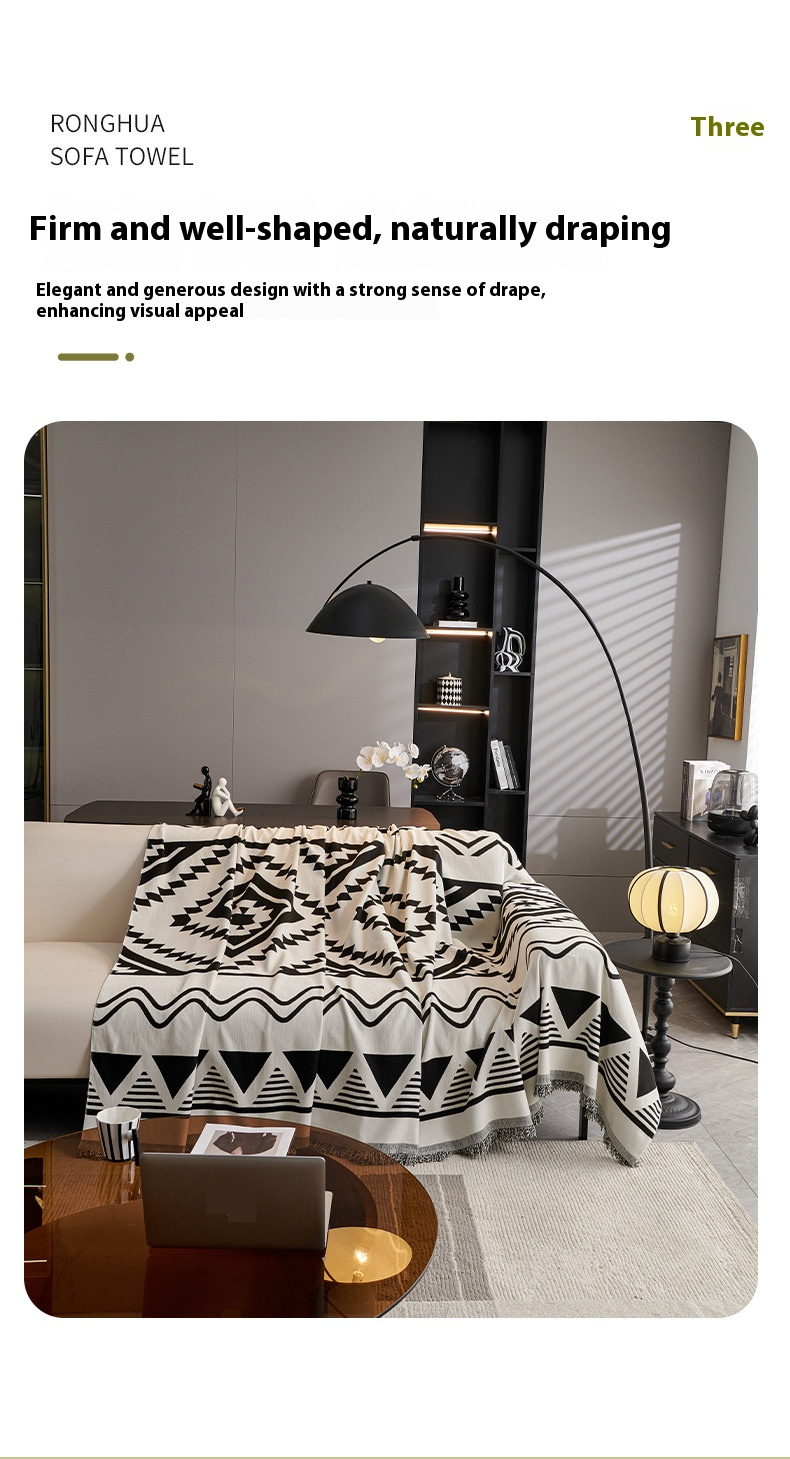 Nordic Geometric Chenille Sofa Cover - Customizable, Slip-Resistant Full Protection For Sectional Sofas_voghion.com