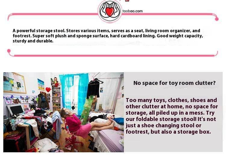 Foldable Fabric Storage Stool - Multi-Fruit & Tree Stump Design, 100kg Capacity, Space-Saving Kids Seat (29x30cm)_voghion.com