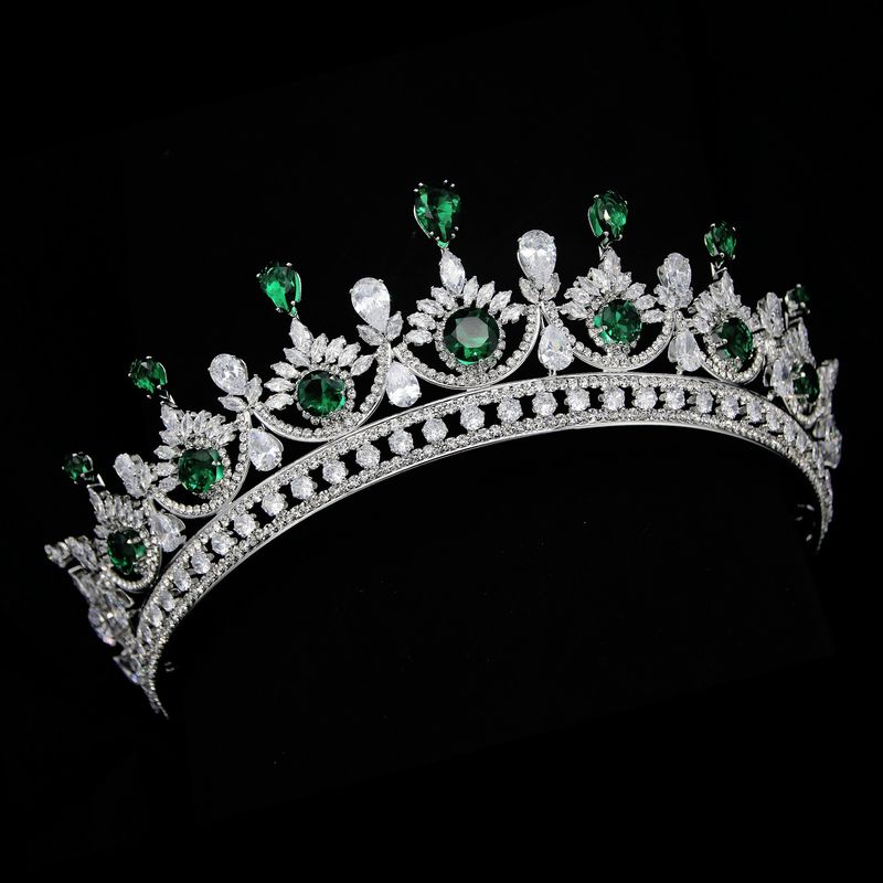 Tiara da sposa unisex con corona in zircone, accessorio per capelli da sposa con corona di diamanti coreani placcati in metallo_voghion.com