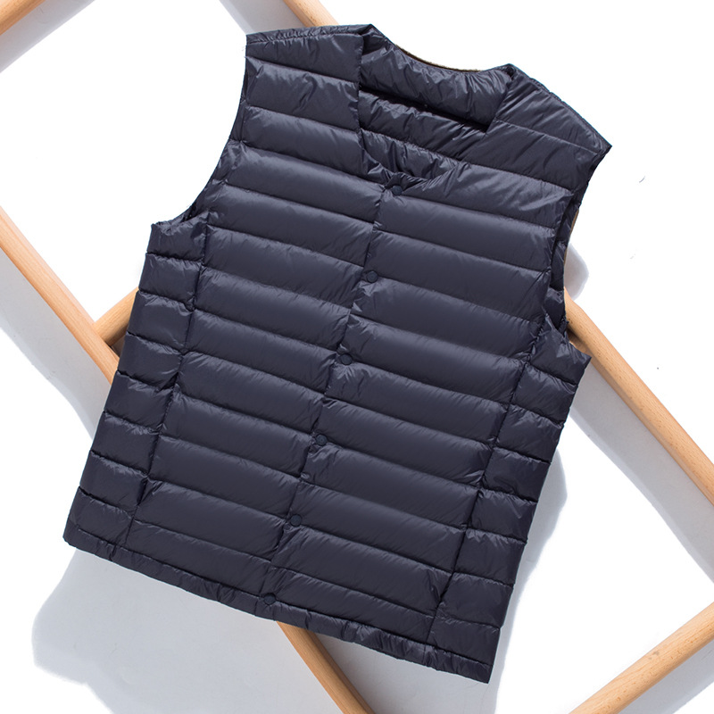 Off-Season New Men's Lightweight Down Jacket Stand Collar Coat Youth Plus Size Sleeveless Vest_voghion.com