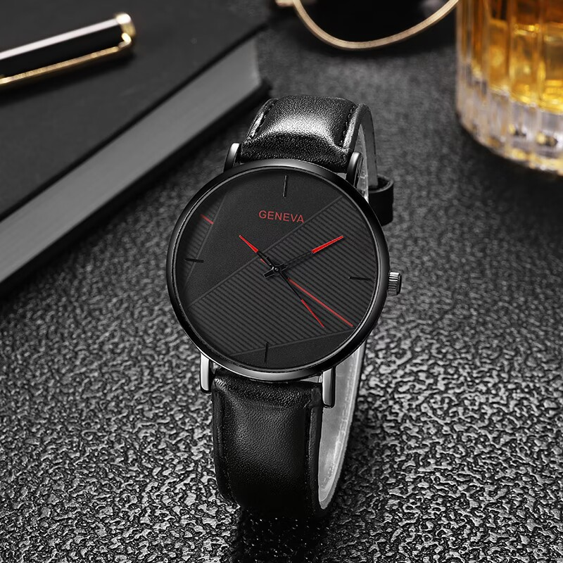 Ventes de nouvelles montres : montre de ceinture pour hommes simples et à la mode Genève Montre à quartz pour affaires et loisirs_voghion.com