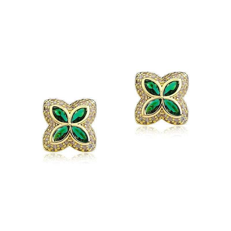 Women's Jewelry Four Leaf Clover Stud Earrings With Full Pavé Diamonds Elegant And Stylish Minimalist Design For Everyday Wear_voghion.com